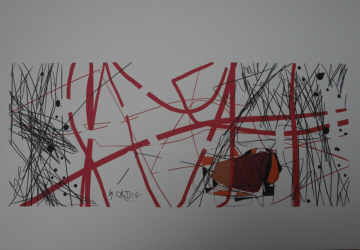 Incisioni, stampe intitolato "un coeur isolé" da Gildas Cadic, Opera d'arte originale, Stampa digitale