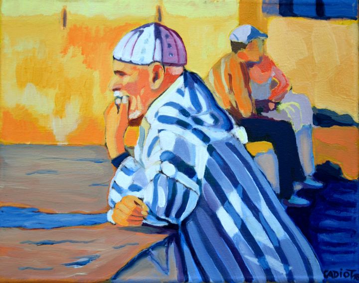 Painting titled "Le Marocain" by Christophe Cadiot, Original Artwork, Oil
