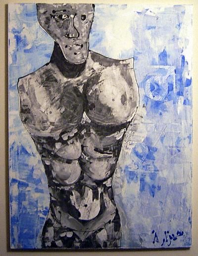 Painting titled "Man" by Caesar Jarrar, Original Artwork, Oil