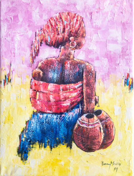 Картина под названием "Mama African,Women,…" - Othman Mussa, Подлинное произведение искусства, Акрил