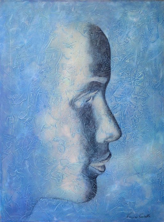 Painting titled "Respiro blu" by Vincenzo Caiella, Original Artwork, Acrylic