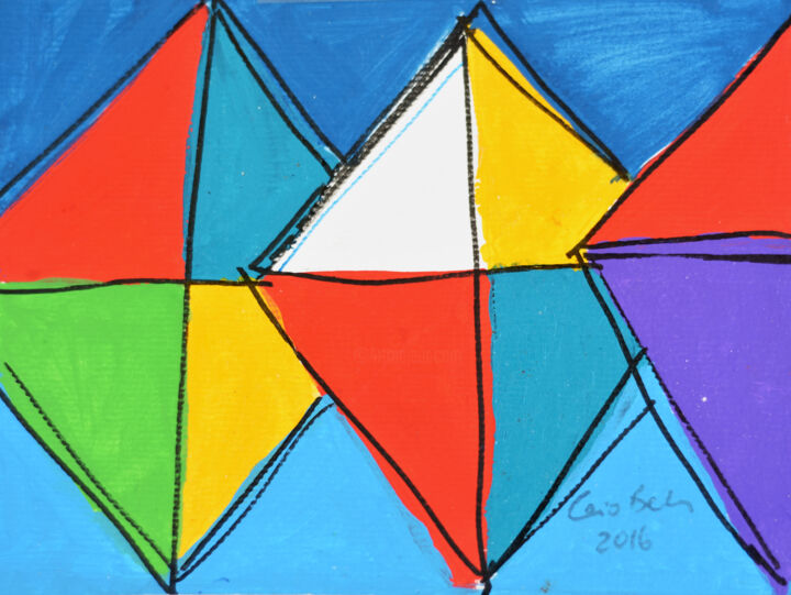 Pintura intitulada "3 PIPAS COLORIDAS" por Caio Batista, Obras de arte originais, Tinta