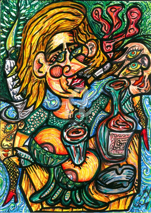 Desenho intitulada "mulher-so-na-rua-au…" por Caio Ricci, Obras de arte originais, Canetac de aerossol