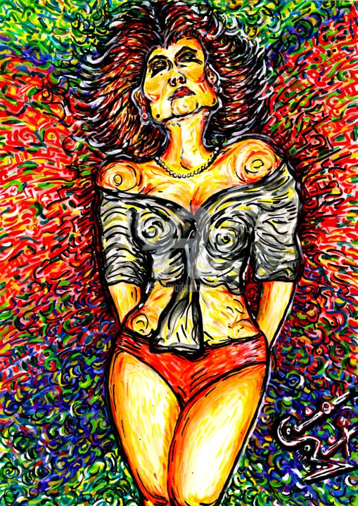 Peinture intitulée "butterfly-woman.jpg" par Caio Ricci, Œuvre d'art originale, Acrylique