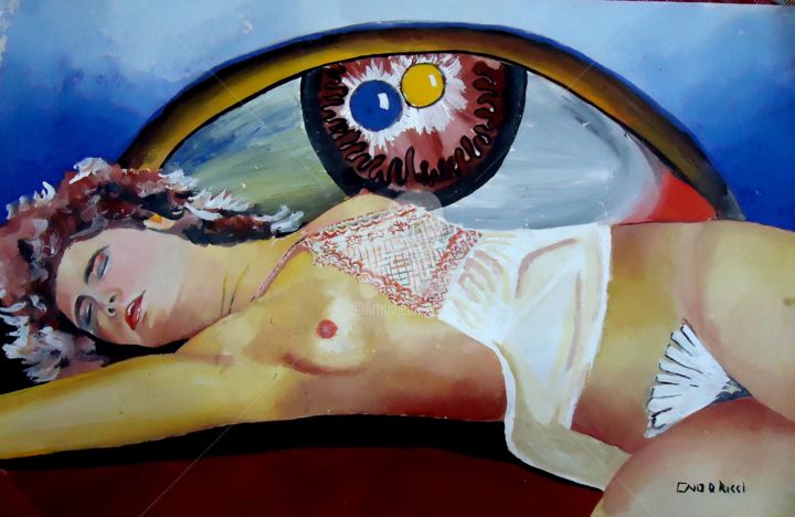 Painting titled "Mulher dormindo /Sl…" by Caio Ricci, Original Artwork, Gouache