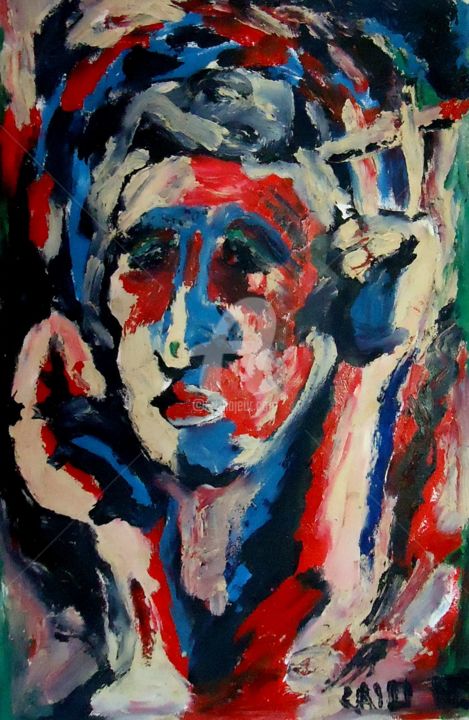 Картина под названием "mulher da noite / N…" - Caio Ricci, Подлинное произведение искусства, Чернила