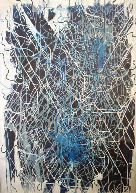 Pittura intitolato "blues" da Calafato.Info, Opera d'arte originale, Olio