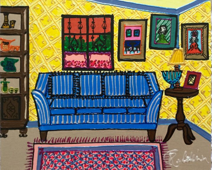 Pintura titulada "EL SILLÓN AZUL" por Ruth Calderin, Obra de arte original, Acrílico