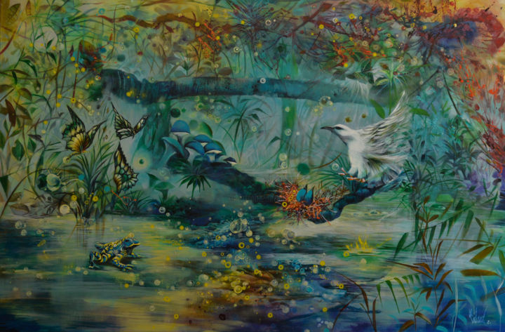 Peinture intitulée "Drops" par Jorge Calero, Œuvre d'art originale, Acrylique
