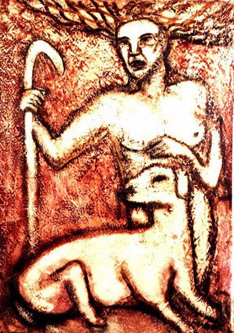 Pittura intitolato "profeta" da Caliban Ramirez, Opera d'arte originale, Olio