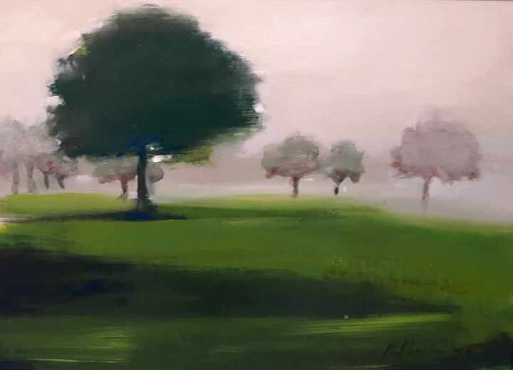 Painting titled "green tree" by Calin Moldovan, Original Artwork, Acrylic
