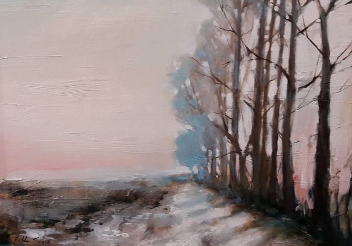 Painting titled "winter" by Calin Moldovan, Original Artwork, Acrylic