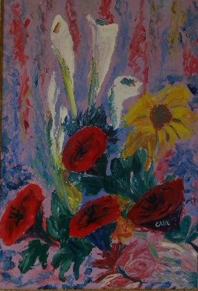 Painting titled "FLORES" by Calle, Original Artwork
