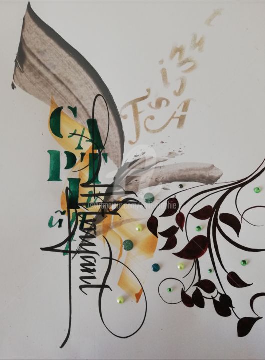 Рисунок под названием "Captivant" - Calli-Style, Подлинное произведение искусства, Чернила