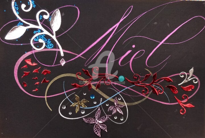 Рисунок под названием "Miel" - Calli-Style, Подлинное произведение искусства, Чернила