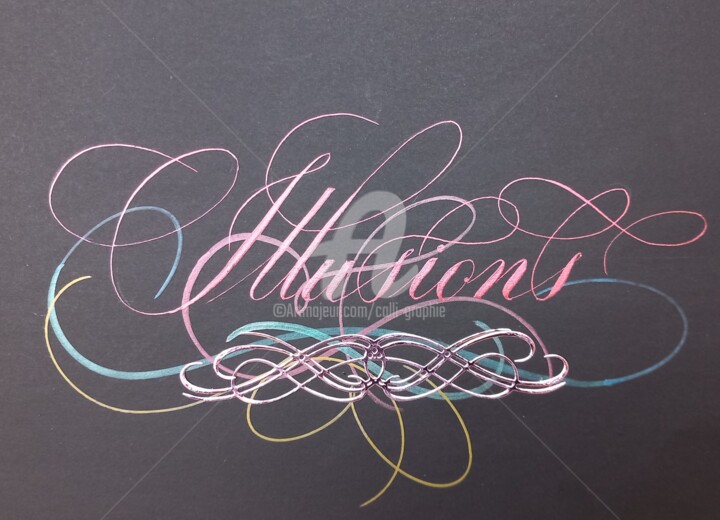 Картина под названием "Illusions" - Calli-Style, Подлинное произведение искусства, Чернила