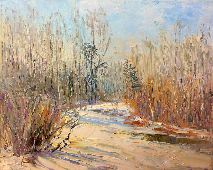 Картина под названием "весенний этюд" - Дмитрий Калмыков, Подлинное произведение искусства, Масло