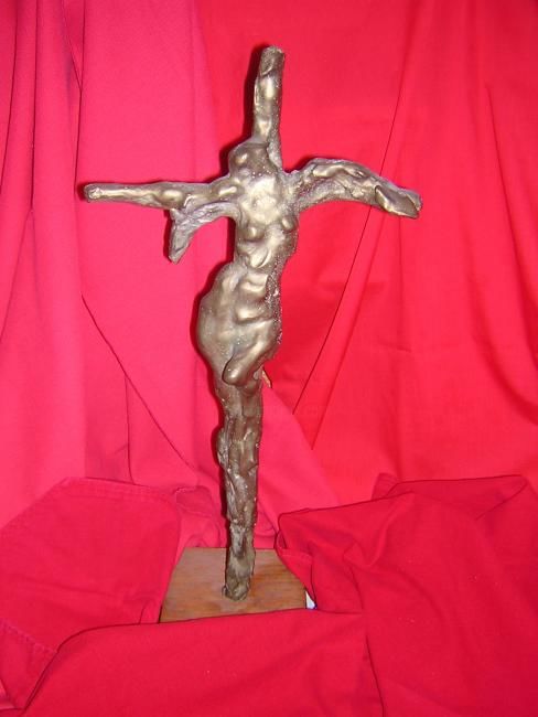 Sculpture titled "CRUCIFIED WOMAN Bro…" by Calvin Albert, Original Artwork, Metals