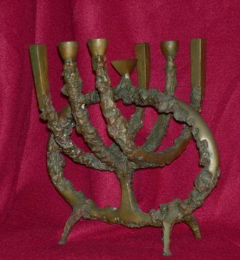 Sculpture titled "MENORAH - Sculpture" by Calvin Albert, Original Artwork, Metals