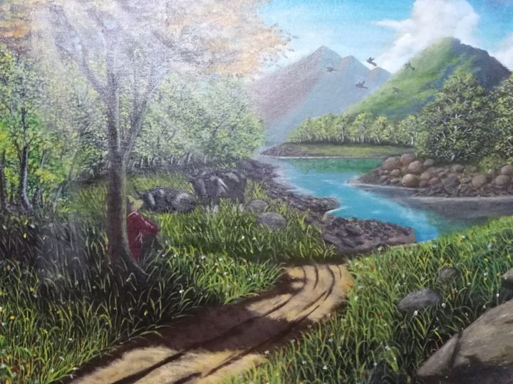 Pintura intitulada "nature.jpg" por Oliver Gonzales, Obras de arte originais, Acrílico