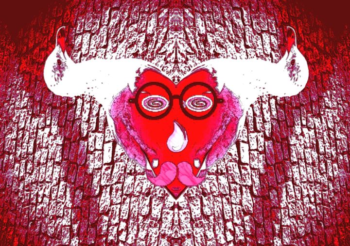 Digitale Kunst getiteld "Bull in red" door Came2leon, Origineel Kunstwerk, 2D Digital Work