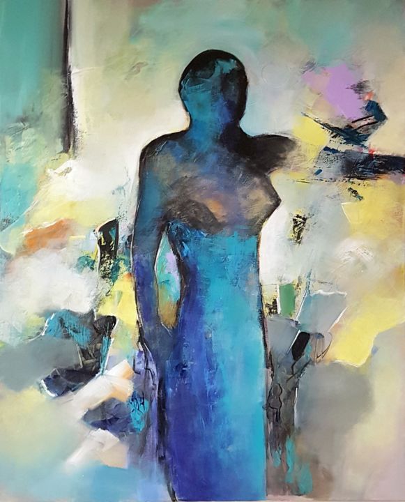Malerei mit dem Titel "Frau" von Camelia Berberich, Original-Kunstwerk, Acryl