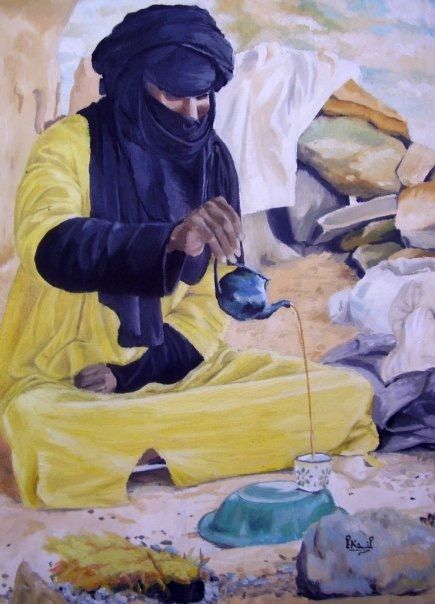 Peinture intitulée "Tergui et le thé" par Camilart, Œuvre d'art originale, Huile