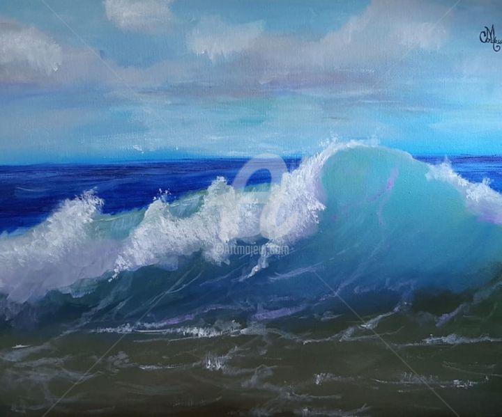 Painting titled "Sea Waves" by Camila Cardoso, Original Artwork, Acrylic
