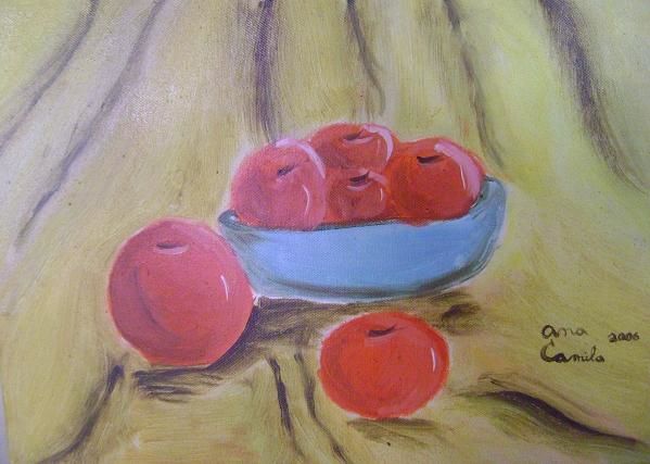 Painting titled "Manzanas" by Camila Valle, Original Artwork