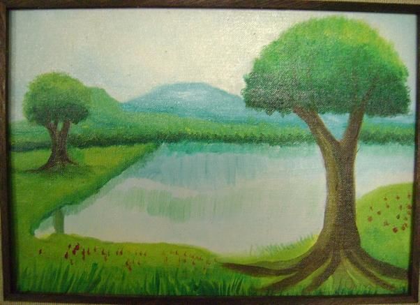Painting titled "Lago" by Camila Valle, Original Artwork