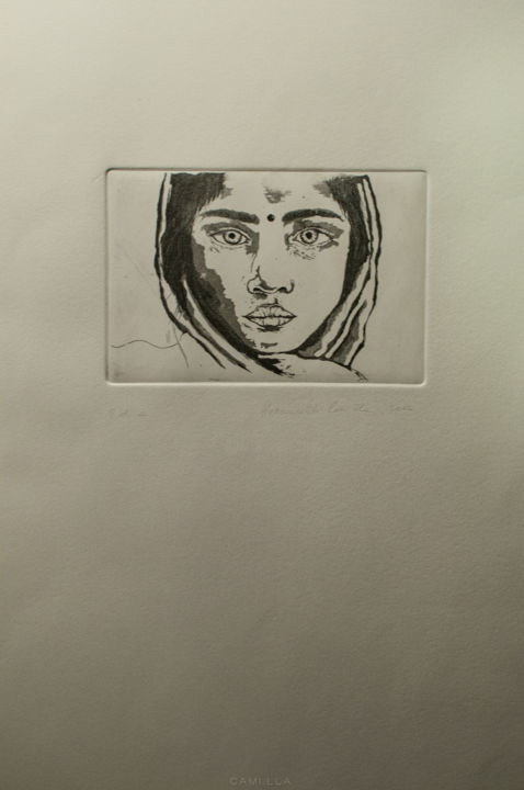 Incisioni, stampe intitolato "indian-girl.jpg" da Camilla, Opera d'arte originale, Acquaforte