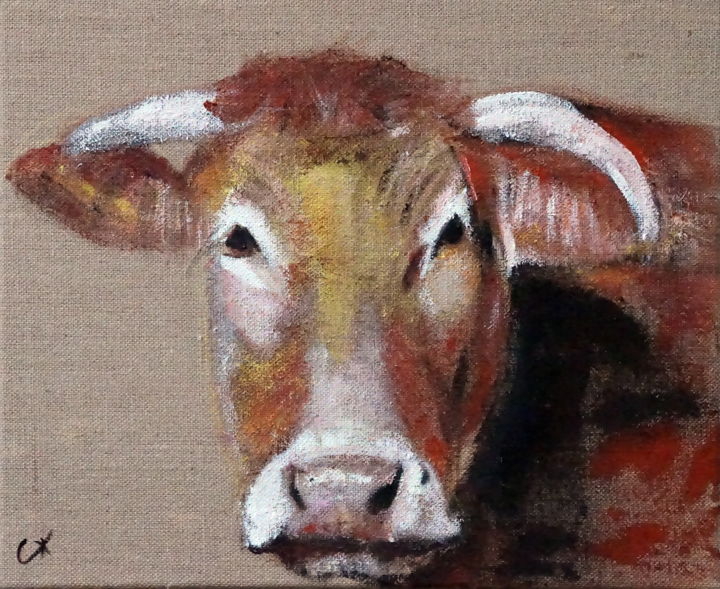 Pittura intitolato "cow" da Camille Carreau, Opera d'arte originale, Acrilico