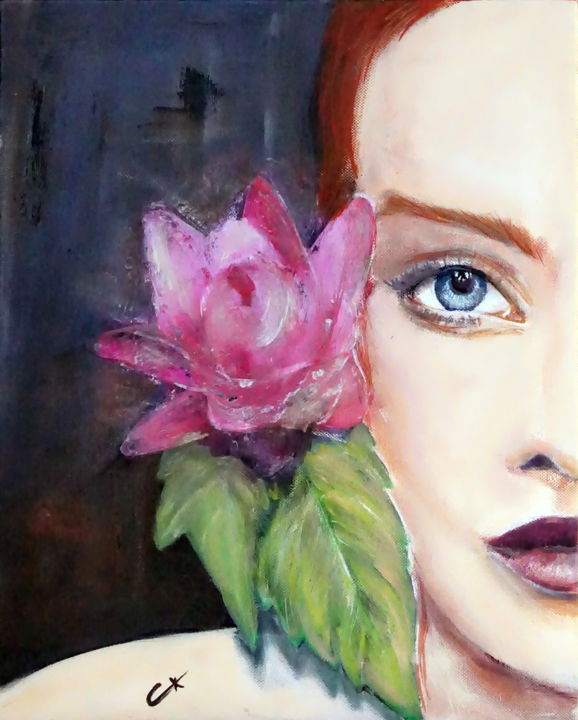 Картина под названием "darling lily" - Camille Carreau, Подлинное произведение искусства, Акрил