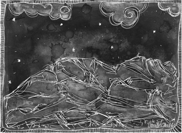 Dessin intitulée "Sainte Victoire dan…" par Camille Geraldes, Œuvre d'art originale, Acrylique