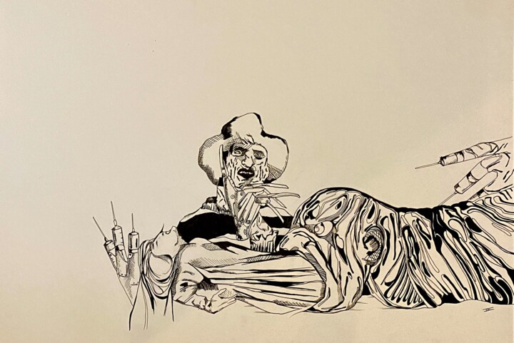Drawing titled "Freddy 3 dream warr…" by Camille Joanny, Original Artwork, Pencil