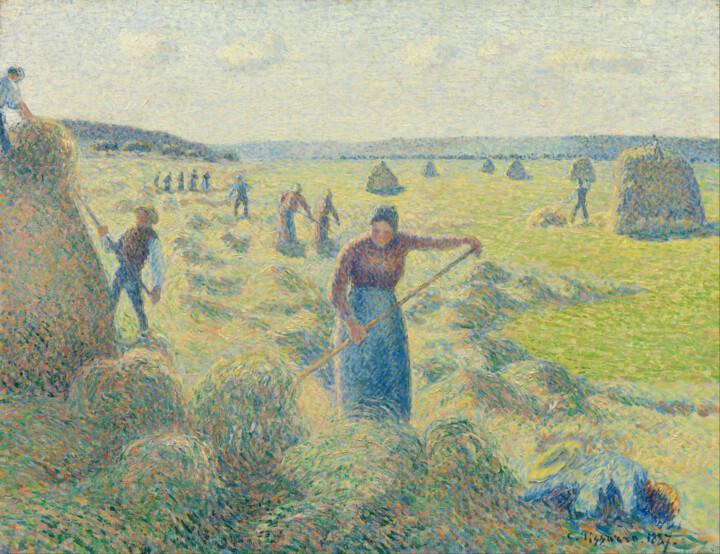 Peinture intitulée "La Récolte des Foin…" par Camille Pissarro, Œuvre d'art originale, Huile