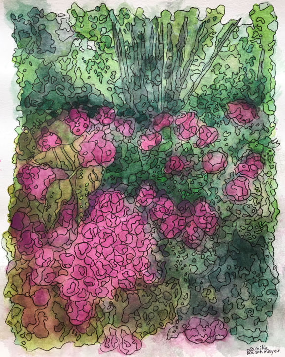 Zeichnungen mit dem Titel "Floraison" von Camille Rouschmeyer, Original-Kunstwerk, Aquarell