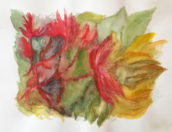 Pintura intitulada "Fleurs de Bolivie" por Camille Rouschmeyer, Obras de arte originais, Aquarela