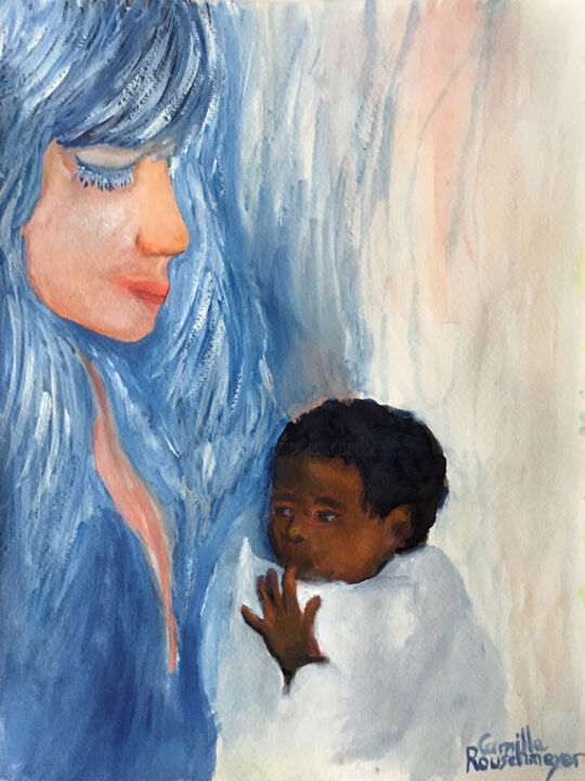 Pintura titulada "L'aube" por Camille Rouschmeyer, Obra de arte original, Acuarela