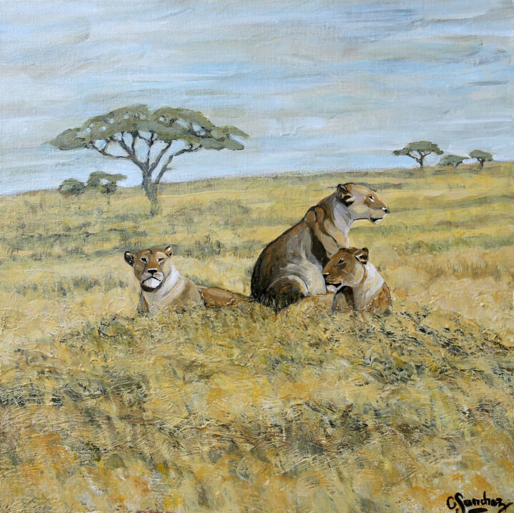 Painting titled "The sentinels" by Camille Sanchez, Original Artwork, Acrylic