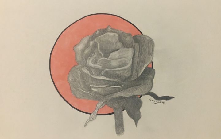 Dessin intitulée "La rose" par Camille Bruneau, Œuvre d'art originale, Crayon