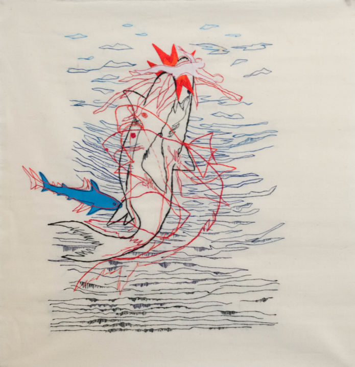Textielkunst getiteld "the big love that n…" door Camille Sagnes Kravtsova, Origineel Kunstwerk