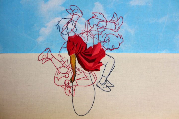 Textielkunst getiteld "Girl" door Camille Sagnes Kravtsova, Origineel Kunstwerk
