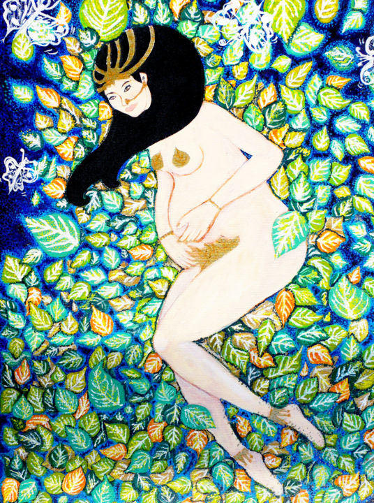 Peinture intitulée "MayaDévi" par Padma Hiroko, Œuvre d'art originale, Huile