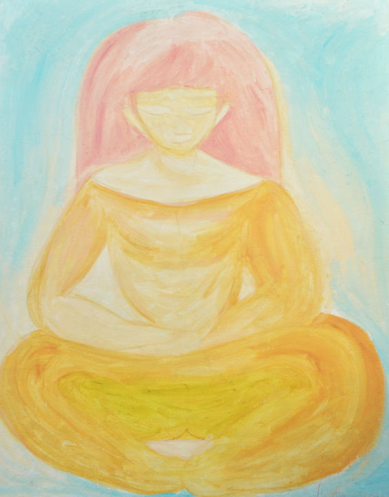 Painting titled "Méditation" by Padma Hiroko, Original Artwork, Oil
