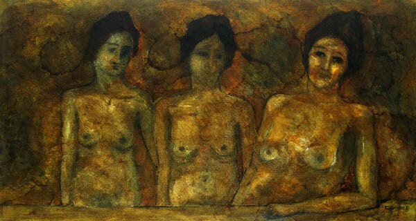 Pittura intitolato "3 donne" da Cam Brivio, Opera d'arte originale, Olio