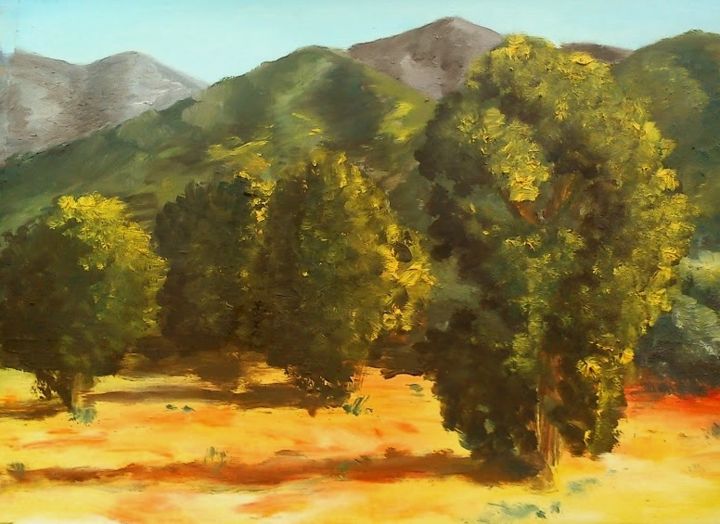 Painting titled "Summer Landscape" by Camilo Flores, Original Artwork, Oil
