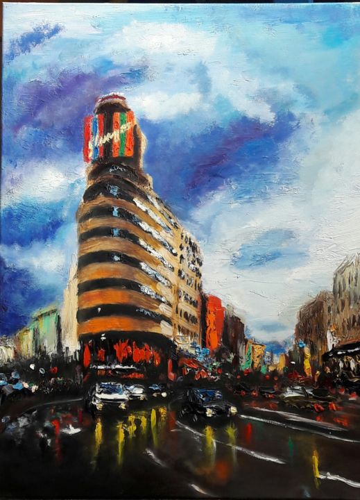Painting titled "Edificio Carrion" by Camilo Flores, Original Art, Oil
