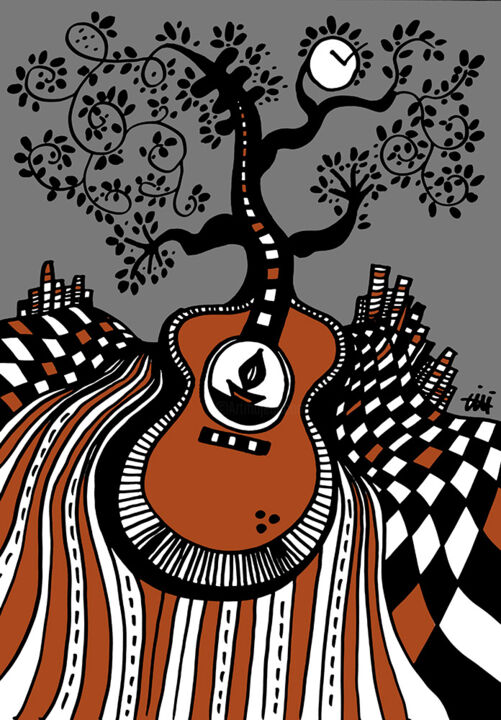 Zeichnungen mit dem Titel "Music Road  (MistyC…" von Patrice Camparmo, Original-Kunstwerk, Marker