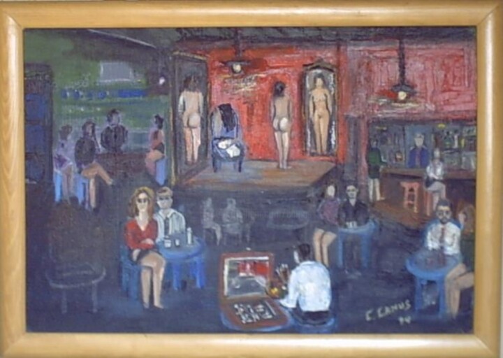 Painting titled "Night Club- Chile-…" by Camusartist, Original Artwork, Oil